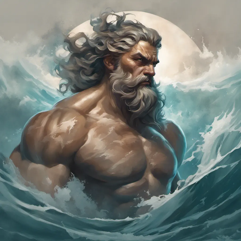 Matte portrait of a fierce Poseidon, God of the sea, 4k, Highly Detailed, Hyper Detailed, Powerful, Artstation, Vintage Illustration, Digital Painting, Sharp Focus, Smooth, Concept Art by Stanley Artgerm Lau, Alphonse Mucha, Greg Rutkowski