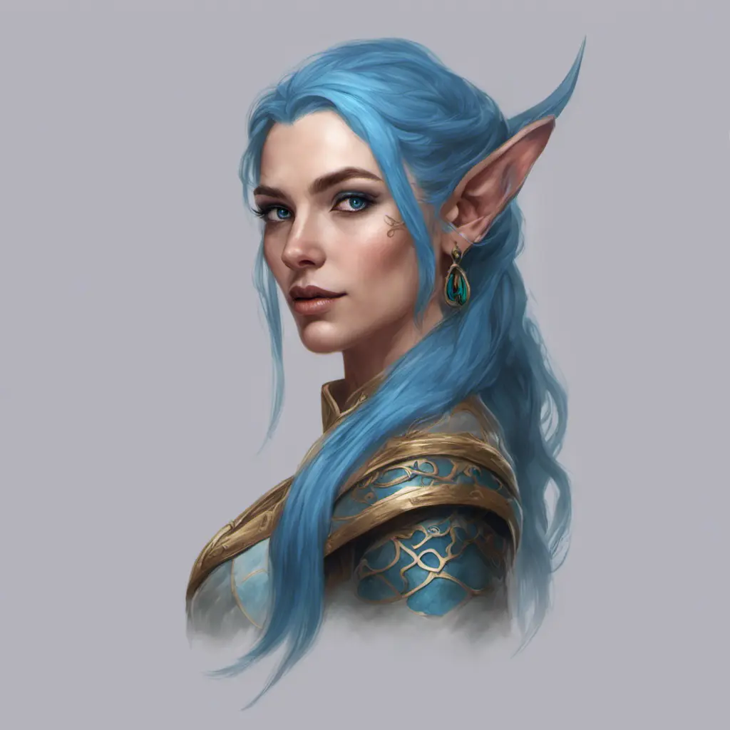 D&D concept art of gorgeous elven woman with blue hair in the style of Stefan Kostic, 8k, High Definition, Highly Detailed, Intricate, Half Body, Realistic, Sharp Focus, Fantasy, Elegant by Luis Ricardo Falero