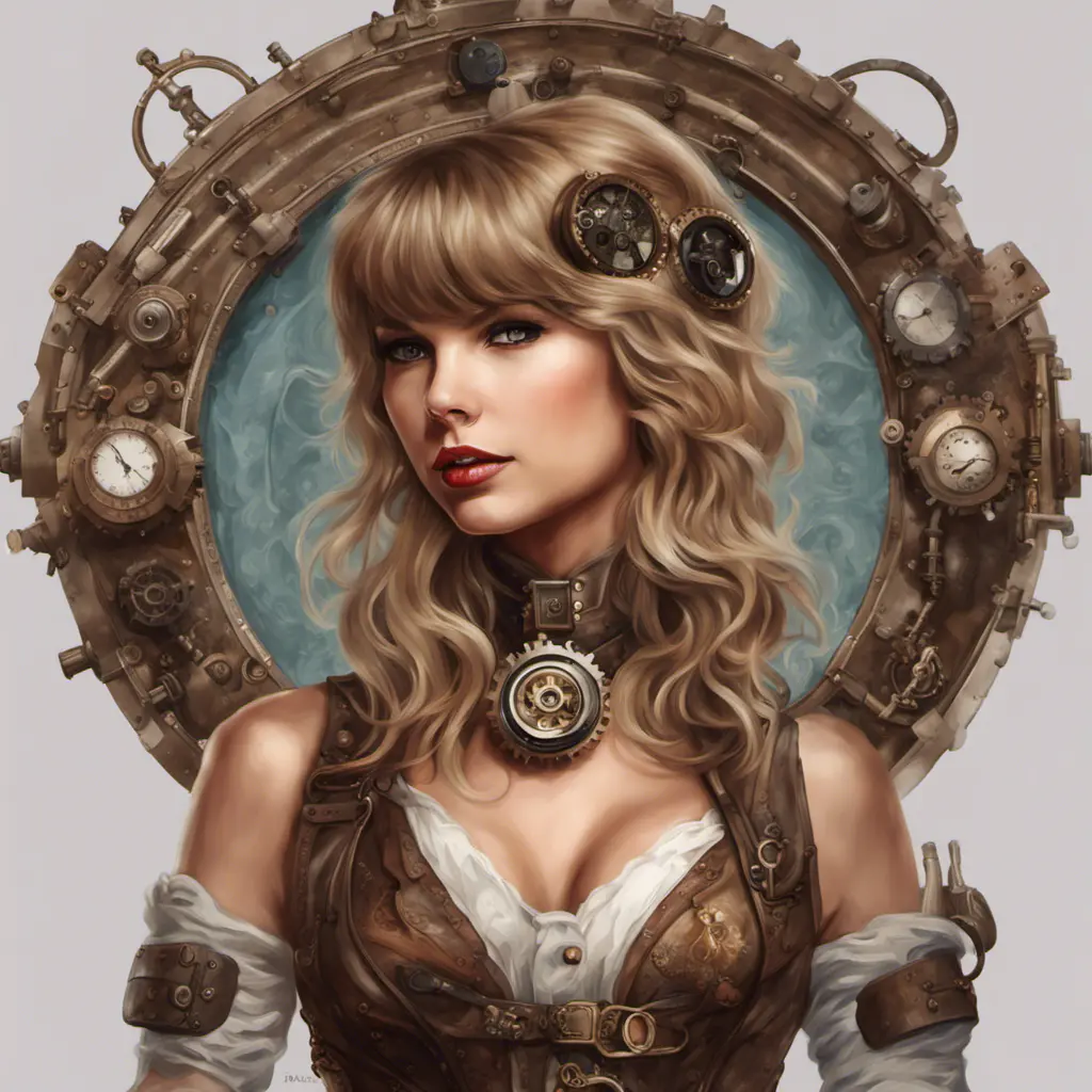 Steampunk portrait of Taylor Swift, Highly Detailed, Intricate, Artstation, Beautiful, Digital Painting, Sharp Focus, Concept Art, Elegant