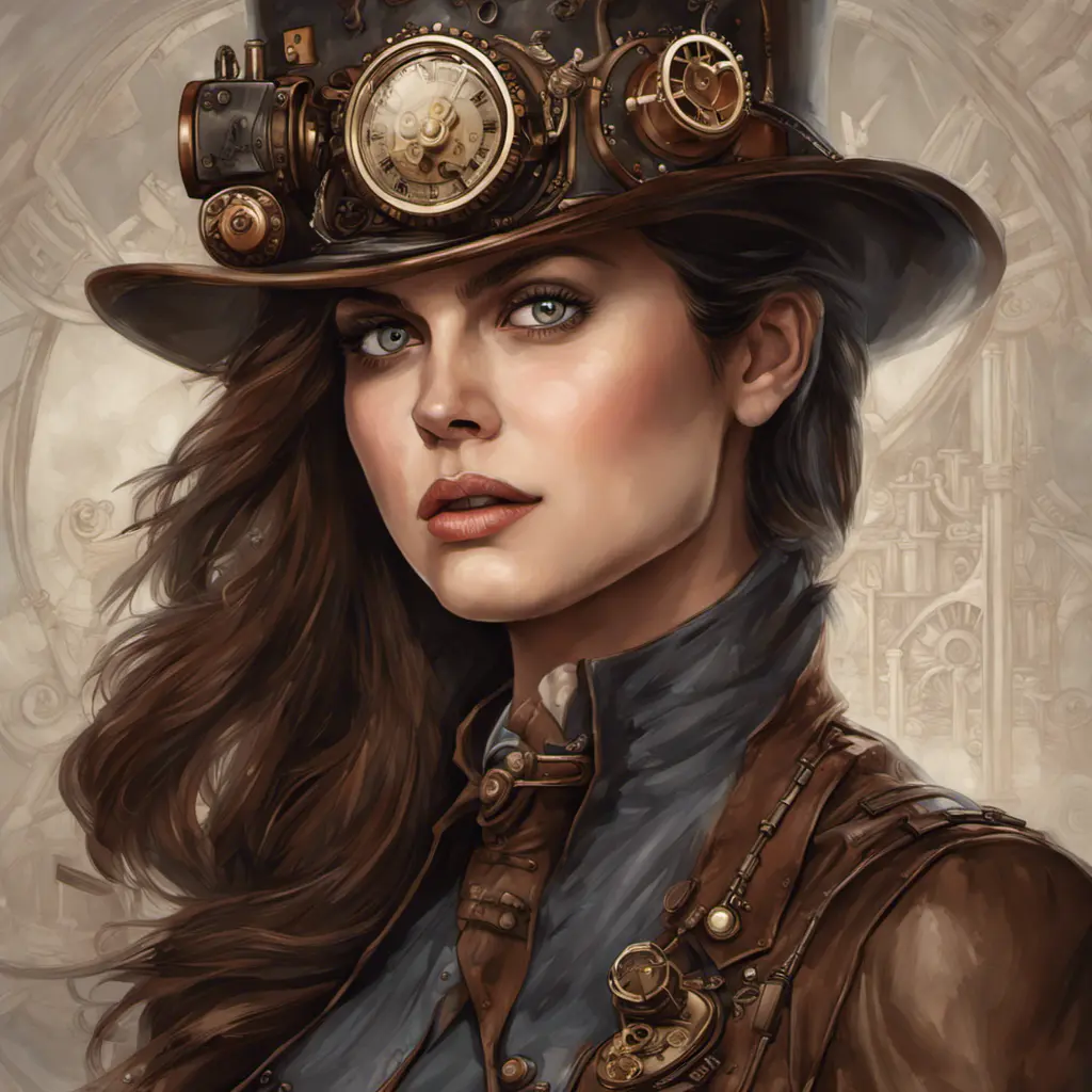 Steampunk portrait of Alexandra Daddario, Highly Detailed, Intricate, Artstation, Beautiful, Digital Painting, Sharp Focus, Concept Art, Elegant