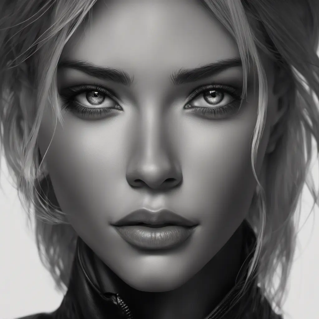 Alluring matte portrait of a beautiful A2 in black leather in the style of Stefan Kostic, 8k, Highly Detailed, Intricate, Half Body, Realistic, Sharp Focus, Volumetric Lighting, Fantasy, Elegant by Stanley Artgerm Lau, WLOP