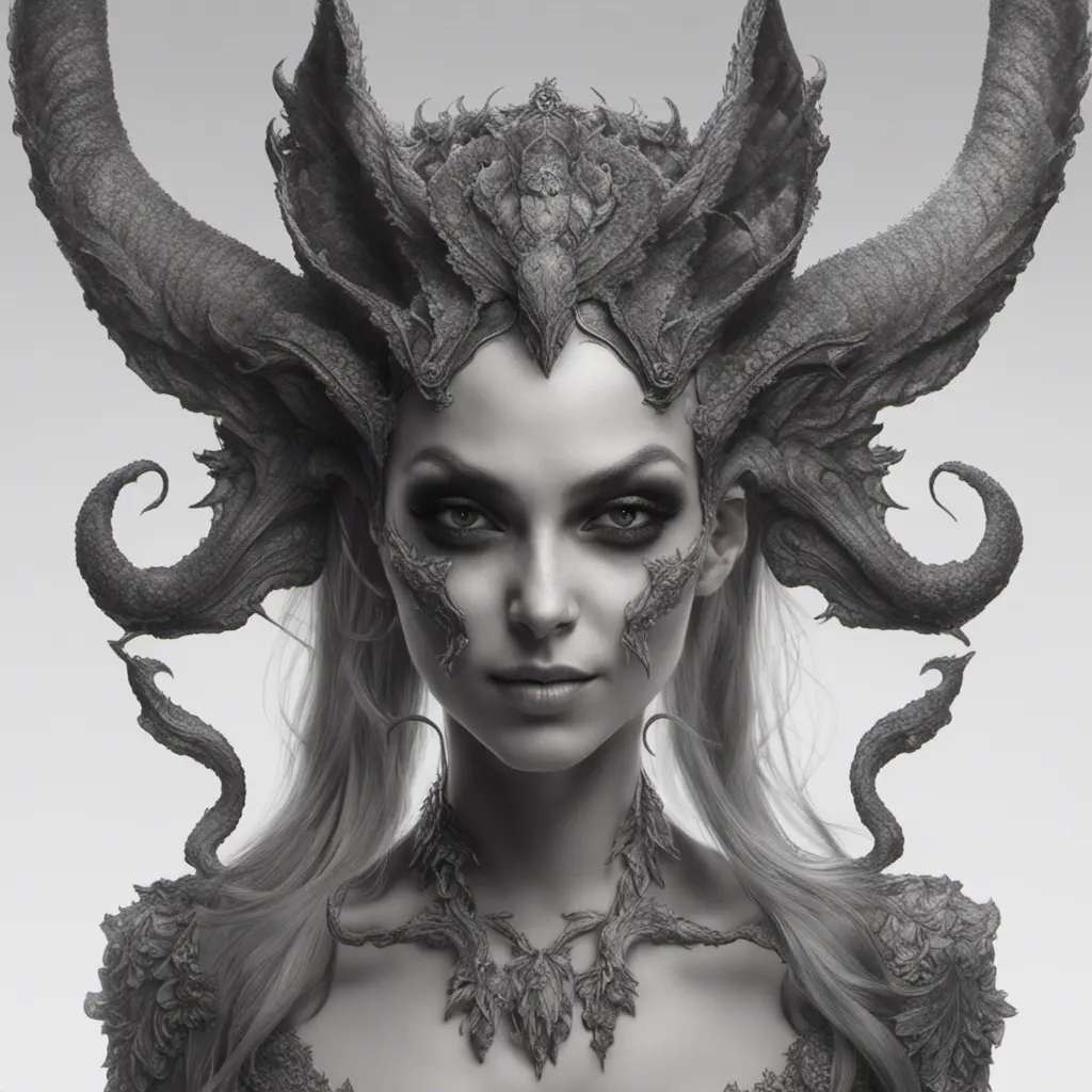 Alluring highly detailed matte portrait of a beautiful succubus in the style of Stefan Kostic, 8k, High Definition, Highly Detailed, Intricate, Half Body, Realistic, Sharp Focus, Fantasy, Elegant