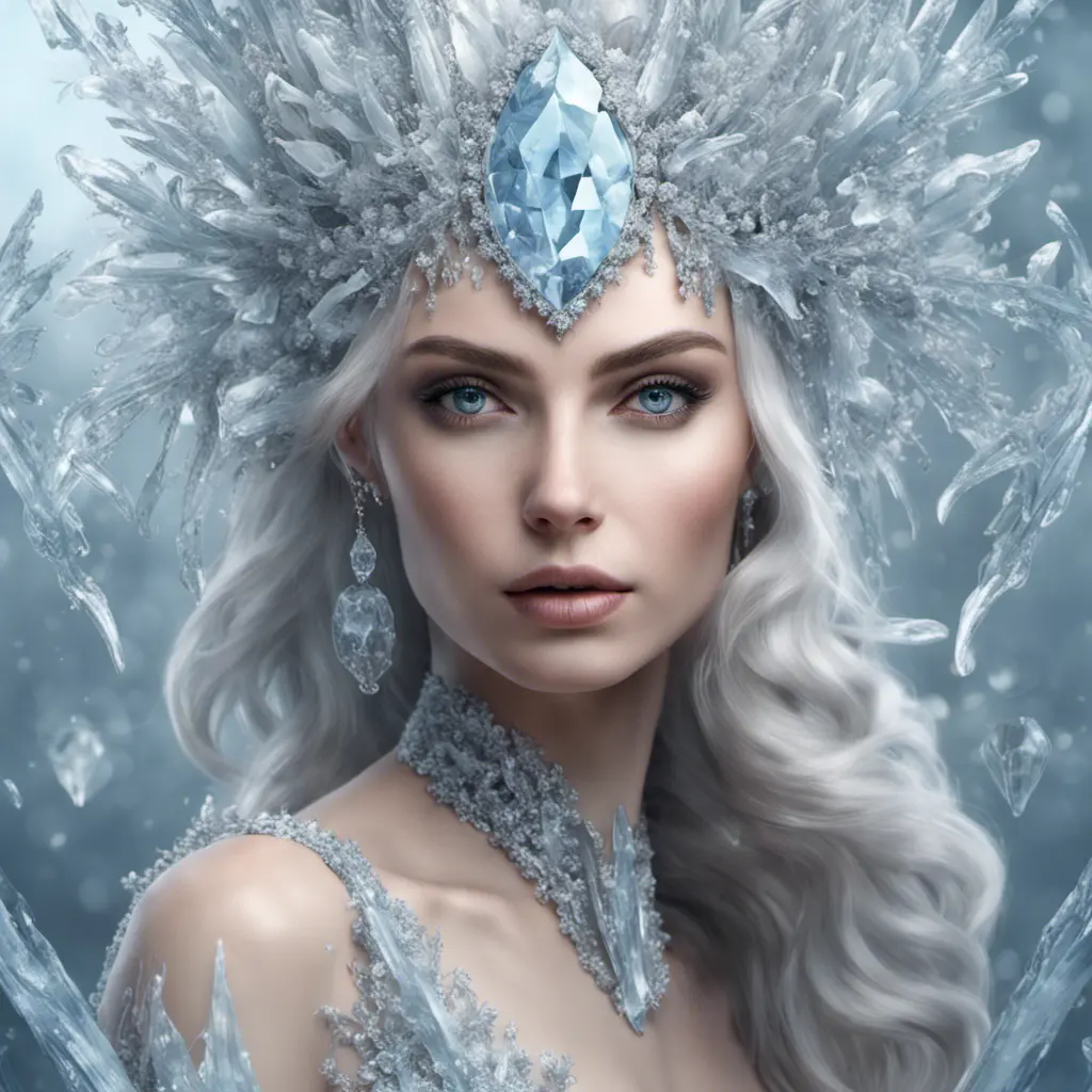 Alluring highly detailed matte portrait of a beautiful ice queen in the style of Stefan Kostic, 8k, High Definition, Highly Detailed, Intricate, Half Body, Realistic, Sharp Focus, Fantasy, Elegant