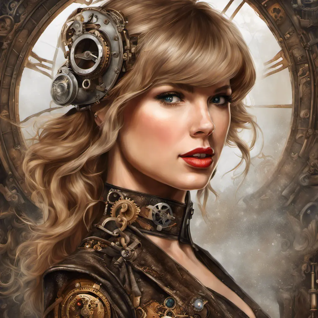 Steampunk portrait of Taylor Swift, Highly Detailed, Intricate, Artstation, Beautiful, Digital Painting, Sharp Focus, Concept Art, Elegant