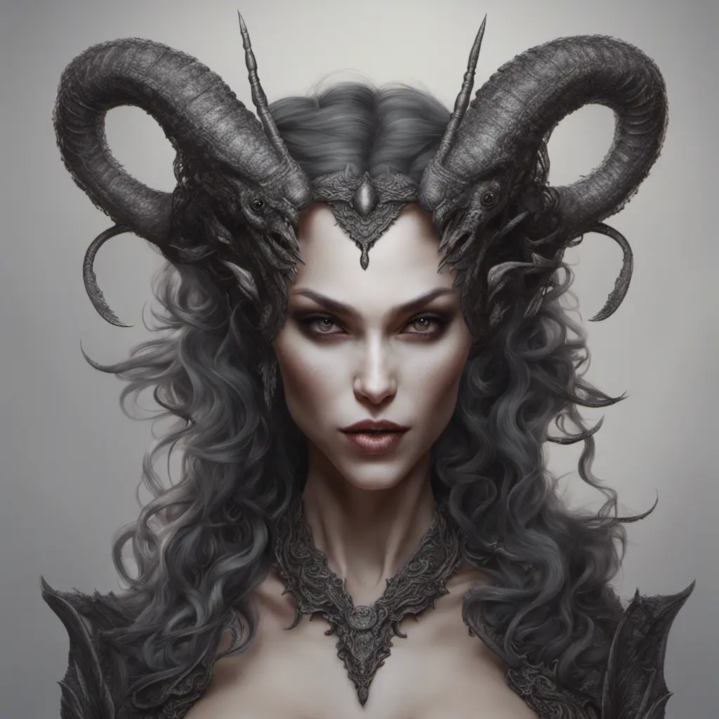 Alluring highly detailed matte portrait of a beautiful succubus in the style of Stefan Kostic, 8k, High Definition, Highly Detailed, Intricate, Half Body, Realistic, Sharp Focus, Fantasy, Elegant