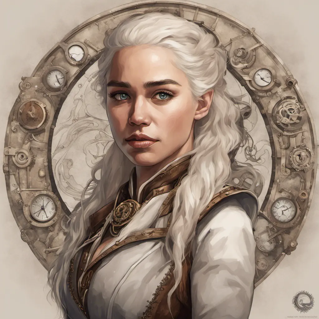 Steampunk portrait of Daenerys Targaryen, Highly Detailed, Intricate, Artstation, Beautiful, Digital Painting, Sharp Focus, Concept Art, Elegant