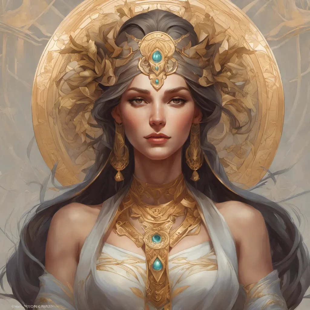 Full body portrait of a beautiful priestess goddess, 8k, Highly Detailed, Intricate, Artstation, Symmetry, Pretty Face, Digital Painting, Illustration, Sharp Focus, Smooth, Concept Art, Elegant by Stanley Artgerm Lau, Alphonse Mucha, Greg Rutkowski