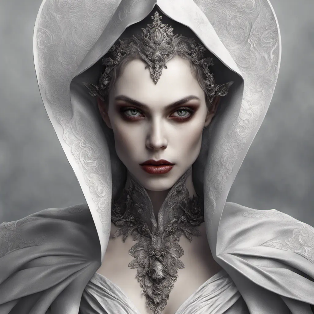 Alluring highly detailed matte portrait of a beautiful caped vampire in the style of Stefan Kostic, 8k, High Definition, Highly Detailed, Intricate, Half Body, Realistic, Sharp Focus, Fantasy, Elegant