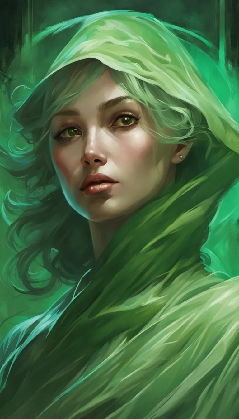 close up green ghost, 4k, Highly Detailed, Hyper Detailed, Powerful, Artstation, Vintage Illustration, Digital Painting, Sharp Focus, Smooth, Concept Art by Stanley Artgerm Lau, Alphonse Mucha, Greg Rutkowski