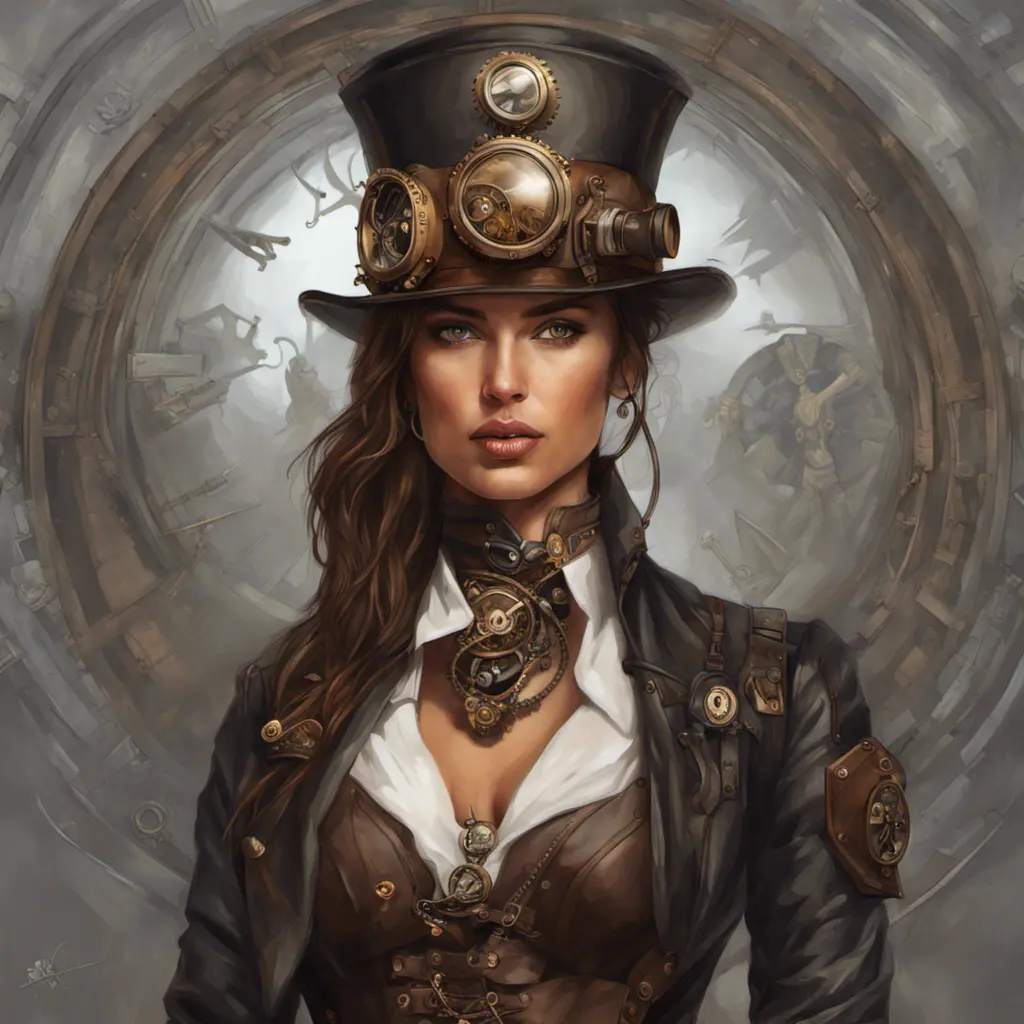 Steampunk portrait of Irina Shayk, Highly Detailed, Intricate, Artstation, Beautiful, Digital Painting, Sharp Focus, Concept Art, Elegant