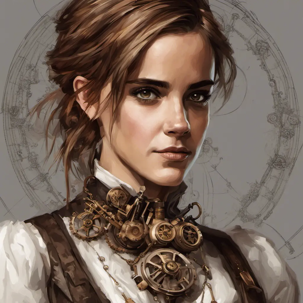 Steampunk portrait of Emma Watson, Highly Detailed, Intricate, Artstation, Beautiful, Digital Painting, Sharp Focus, Concept Art, Elegant