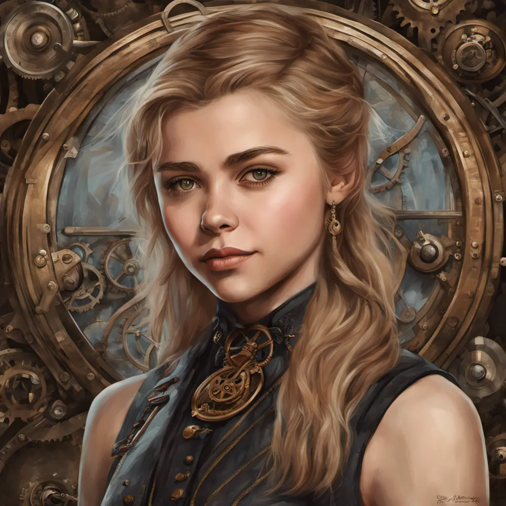 Steampunk portrait of Chloë Grace Moretz, Highly Detailed, Intricate, Artstation, Beautiful, Digital Painting, Sharp Focus, Concept Art, Elegant