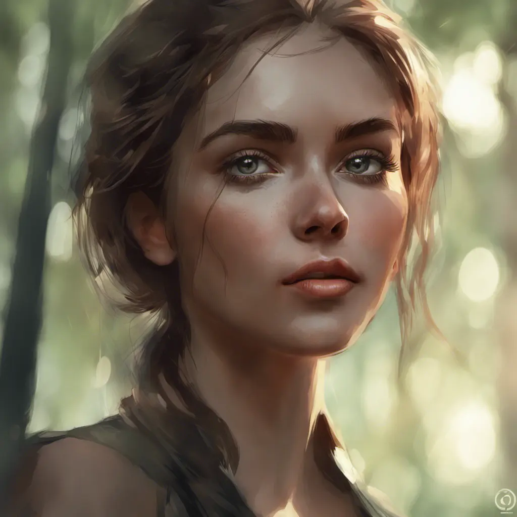 Closeup of a gorgeous female in a forest in the style of stefan kostic, 8k, High Definition, Digital Illustration, Bokeh effect, Photo Realistic, Sharp Focus by WLOP