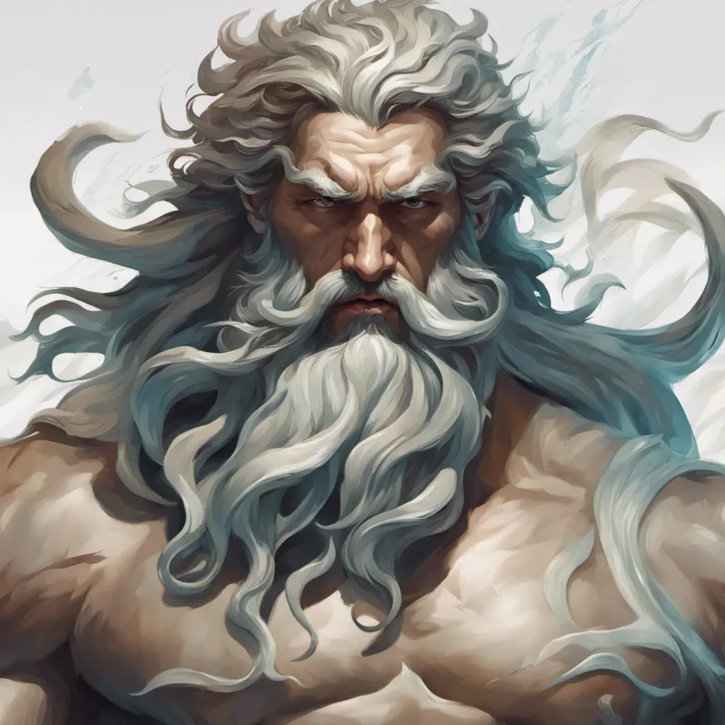 Matte portrait of a fierce Poseidon, God of the sea, 4k, Highly Detailed, Hyper Detailed, Powerful, Artstation, Vintage Illustration, Digital Painting, Sharp Focus, Smooth, Concept Art by Stanley Artgerm Lau, Alphonse Mucha, Greg Rutkowski