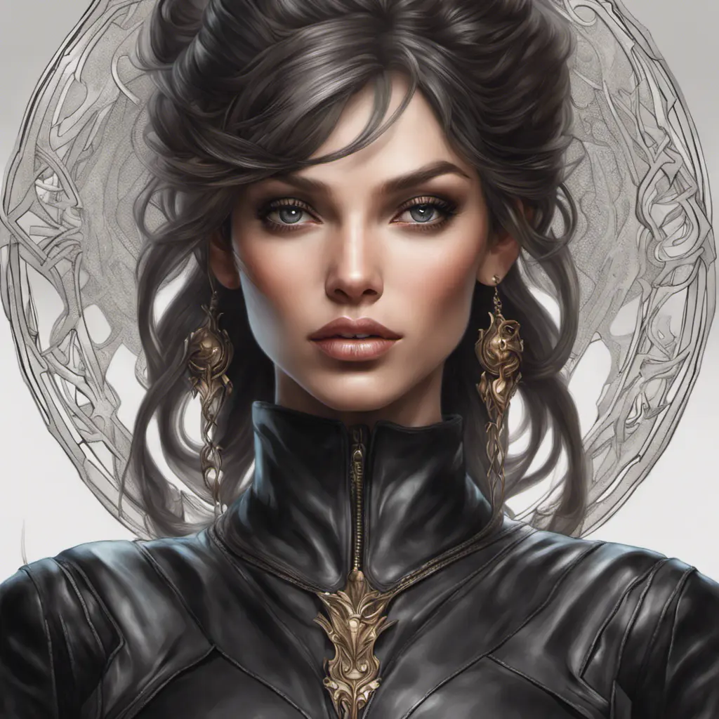 Alluring matte portrait of a beautiful Bel'veth wearing black leather, 8k, Highly Detailed, Intricate, Half Body, Realistic, Sharp Focus, Volumetric Lighting, Fantasy, Elegant by Stanley Artgerm Lau, Alphonse Mucha, WLOP