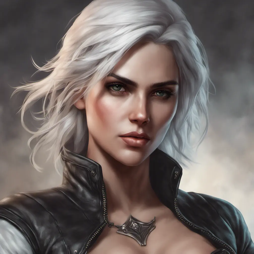 Alluring matte portrait of a beautiful Ciri wearing black leather, 8k, Highly Detailed, Intricate, Half Body, Realistic, Sharp Focus, Volumetric Lighting, Fantasy, Elegant by Stanley Artgerm Lau, WLOP