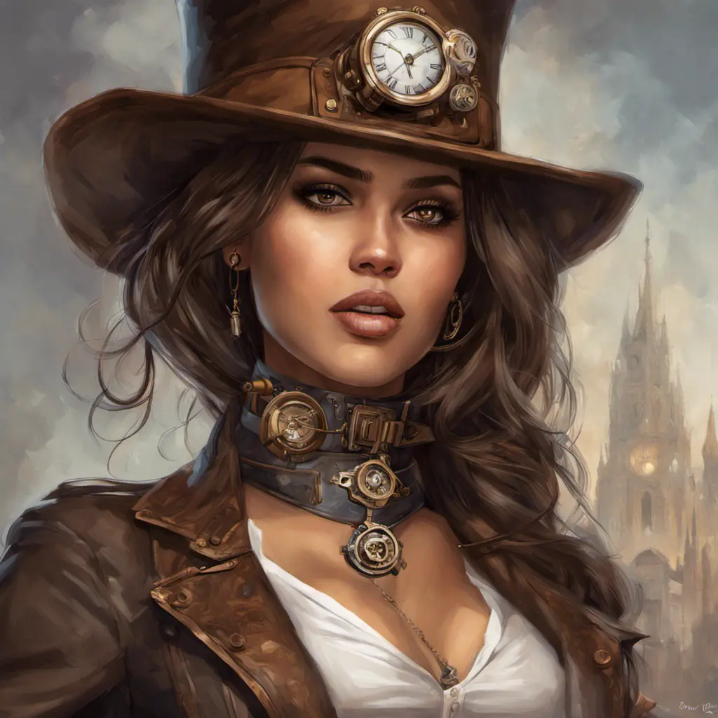 Steampunk portrait of Eiza González, Highly Detailed, Intricate, Artstation, Beautiful, Digital Painting, Sharp Focus, Concept Art, Elegant