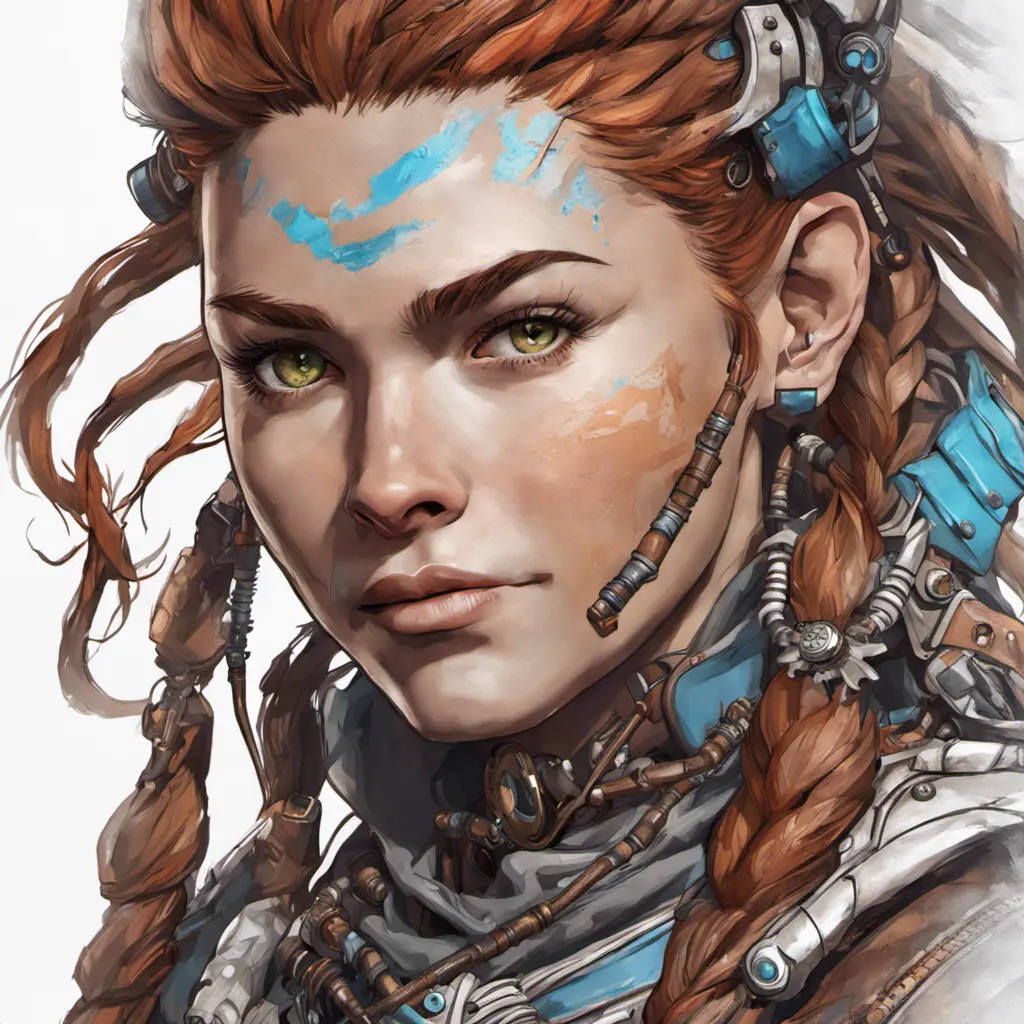 Steampunk portrait of Aloy from Horizon Zero Dawn, Highly Detailed, Intricate, Artstation, Beautiful, Digital Painting, Sharp Focus, Concept Art, Elegant