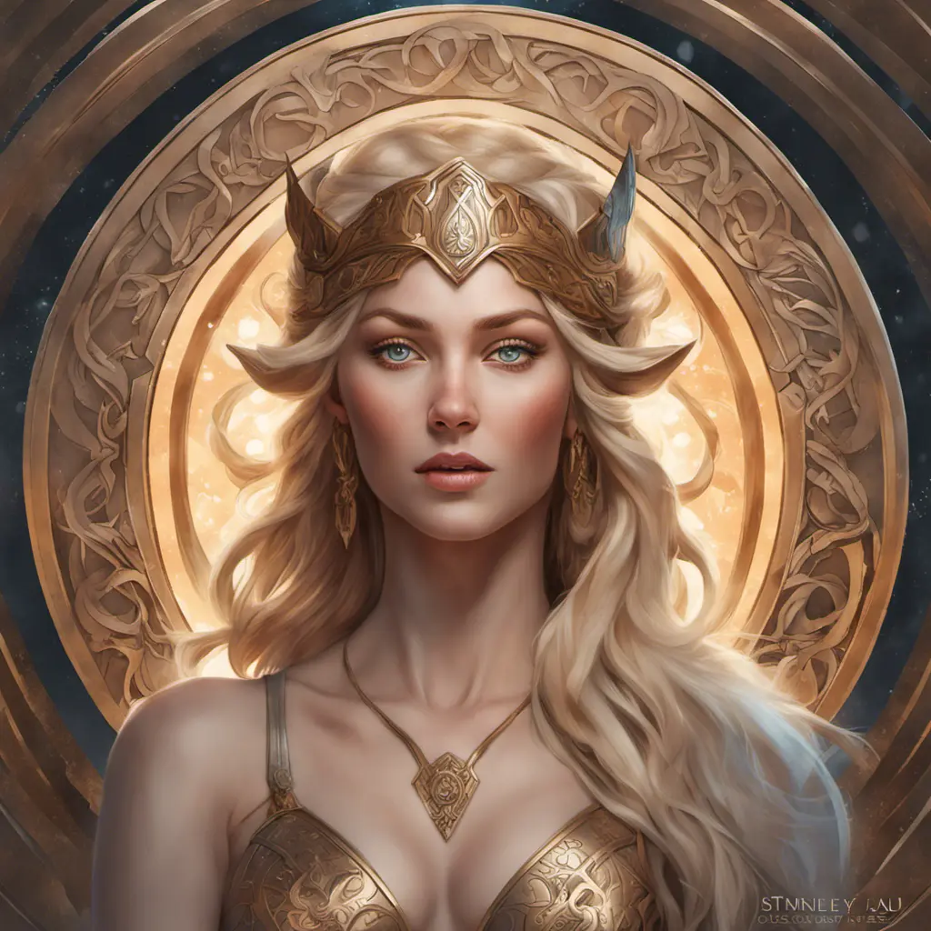 Alluring matte portrait of the beautiful norse goddess Freyja in the style of Stefan Kostic, 8k, Highly Detailed, Intricate, Realistic, Sharp Focus, Volumetric Lighting, Fantasy, Elegant by Stanley Artgerm Lau, Alphonse Mucha, WLOP