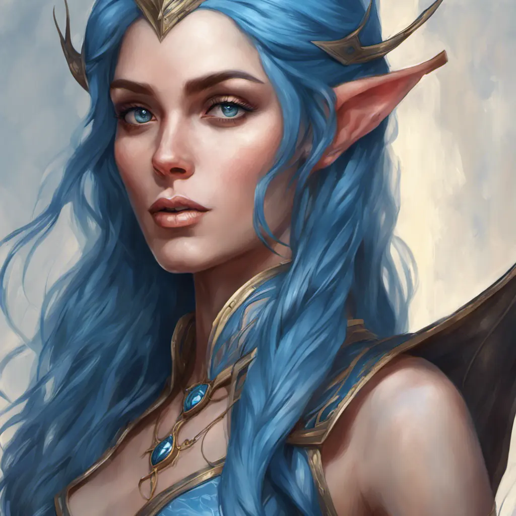 D&D concept art of gorgeous elven woman with blue hair in the style of Stefan Kostic, 8k, High Definition, Highly Detailed, Intricate, Half Body, Realistic, Sharp Focus, Fantasy, Elegant by Stanley Artgerm Lau, Luis Ricardo Falero