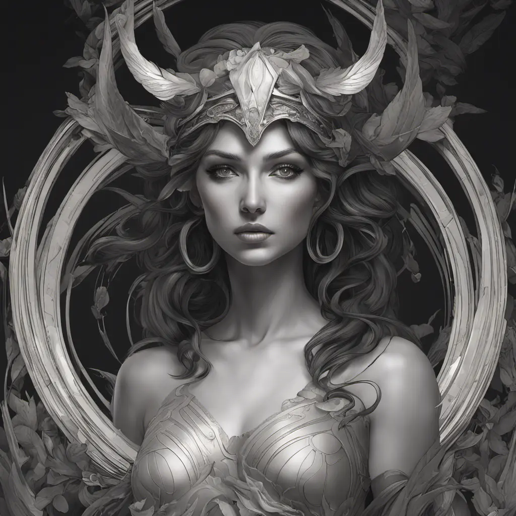 Alluring matte portrait of the beautiful goddess Artemis in black in the style of Stefan Kostic, 8k, Highly Detailed, Intricate, Realistic, Sharp Focus, Volumetric Lighting, Fantasy, Elegant by Stanley Artgerm Lau, Alphonse Mucha, WLOP