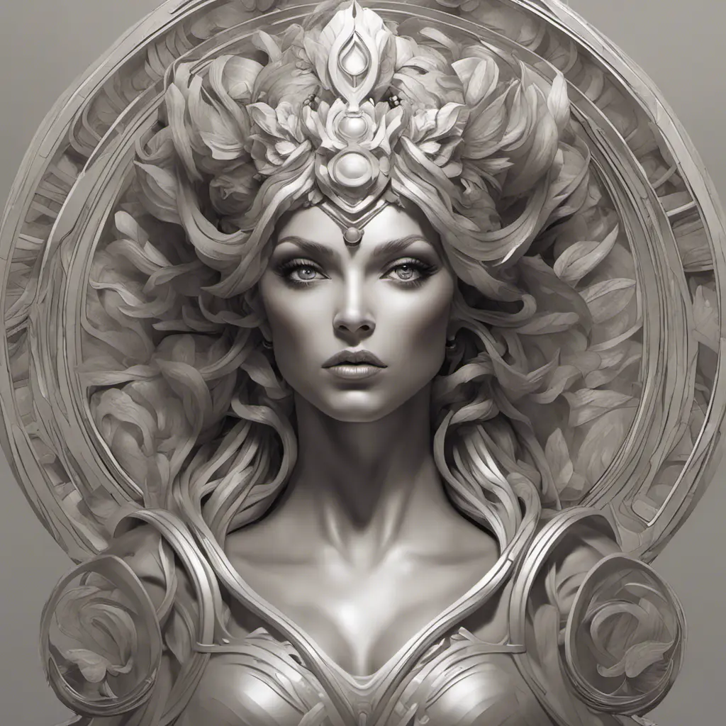 Alluring matte portrait of a fierce goddess Hera in the style of Stefan Kostic, 8k, Highly Detailed, Intricate, Realistic, Sharp Focus, Volumetric Lighting, Fantasy, Elegant by Stanley Artgerm Lau, Alphonse Mucha, WLOP