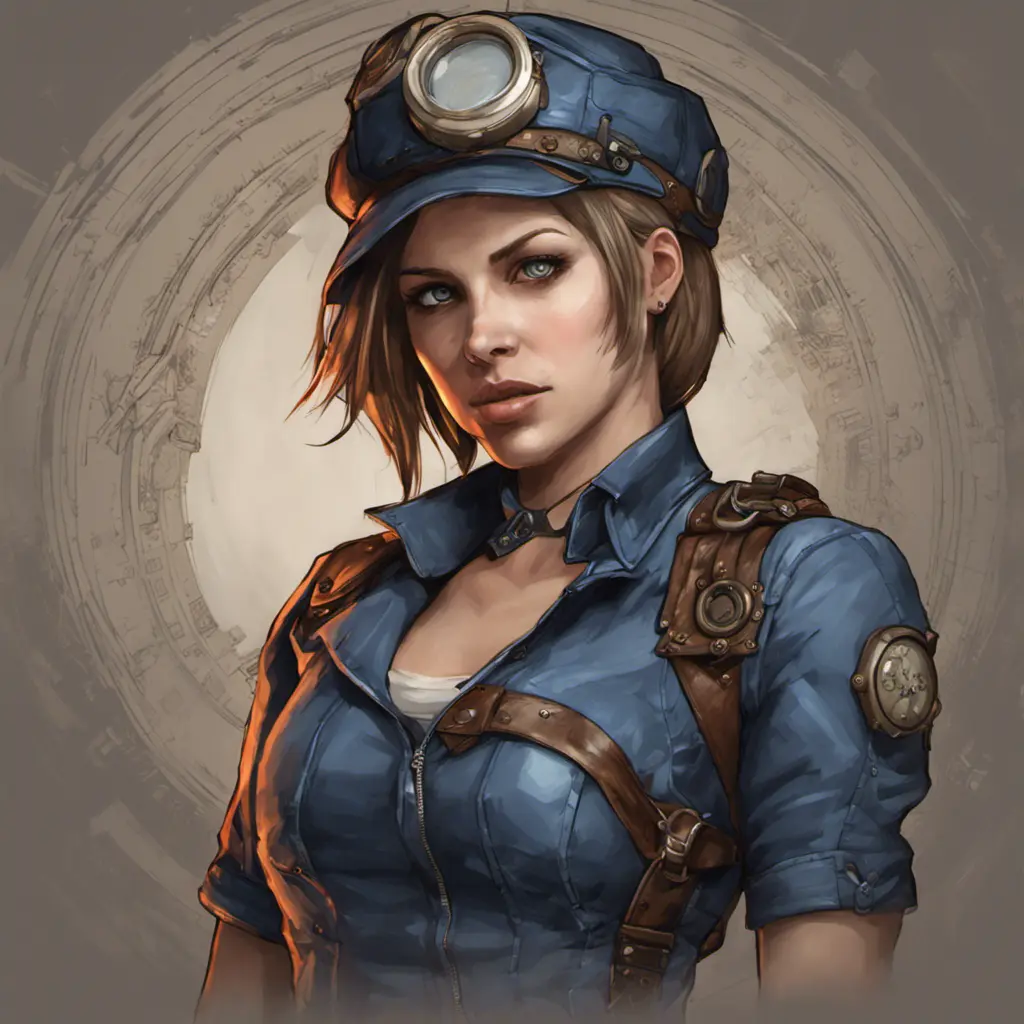 Steampunk portrait of Jill Valentine, Highly Detailed, Intricate, Artstation, Beautiful, Digital Painting, Sharp Focus, Concept Art, Elegant