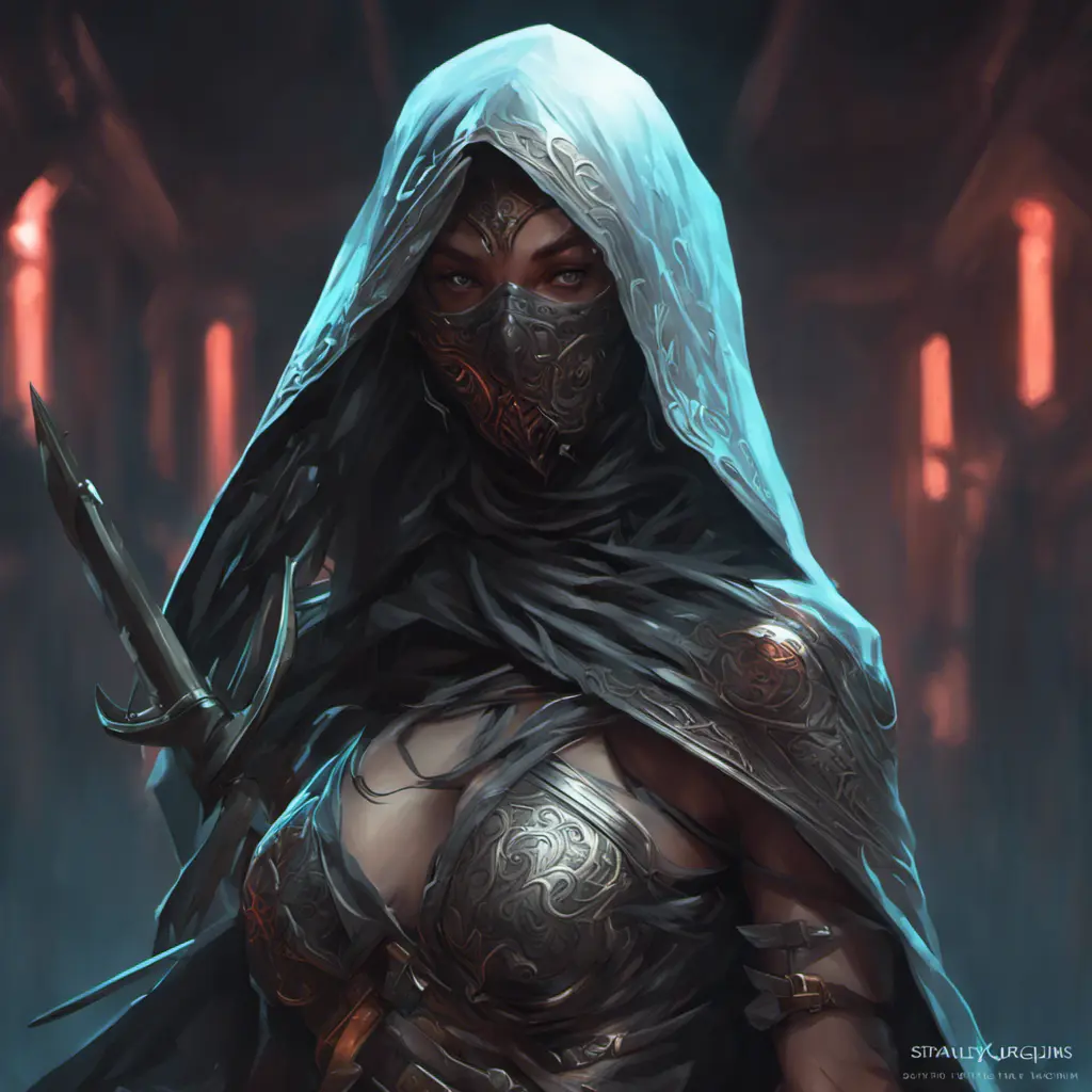 Veiled Assasin with daggers, 8k, Highly Detailed, Intricate, Artstation, Digital Painting, Illustration, Sharp Focus, Smooth, Unreal Engine, Neon, Concept Art by Stanley Artgerm Lau, Greg Rutkowski