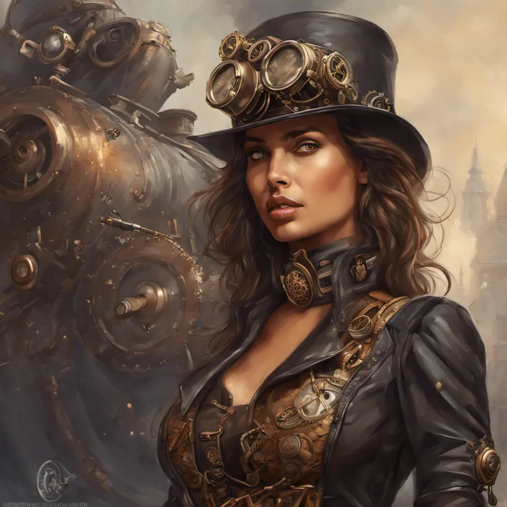 Steampunk portrait of Irina Shayk, Highly Detailed, Intricate, Artstation, Beautiful, Digital Painting, Sharp Focus, Concept Art, Elegant