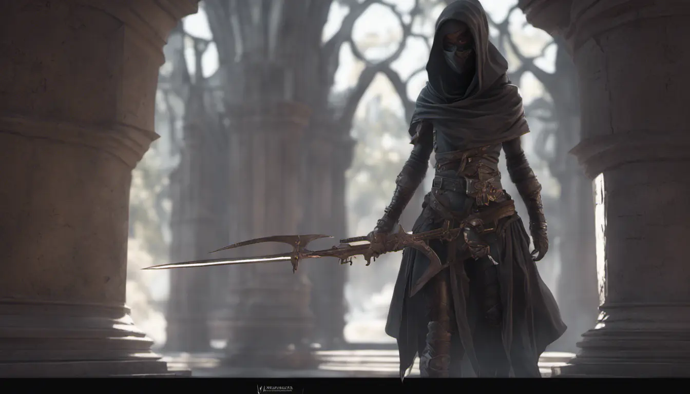 Veiled Assasin with daggers, 8k, Highly Detailed, Artstation, Illustration, Sharp Focus, Unreal Engine, Volumetric Lighting, Concept Art