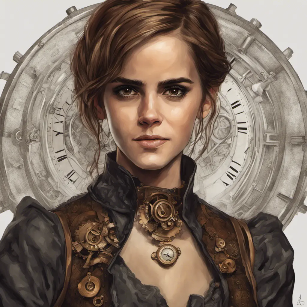 Steampunk portrait of Emma Watson, Highly Detailed, Intricate, Artstation, Beautiful, Digital Painting, Sharp Focus, Concept Art, Elegant