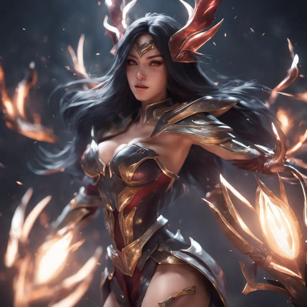 Irelia from League of Legends, 8k, Highly Detailed, Alluring, Photo Realistic, Sharp Focus, Octane Render, Unreal Engine, Volumetric Lighting by WLOP