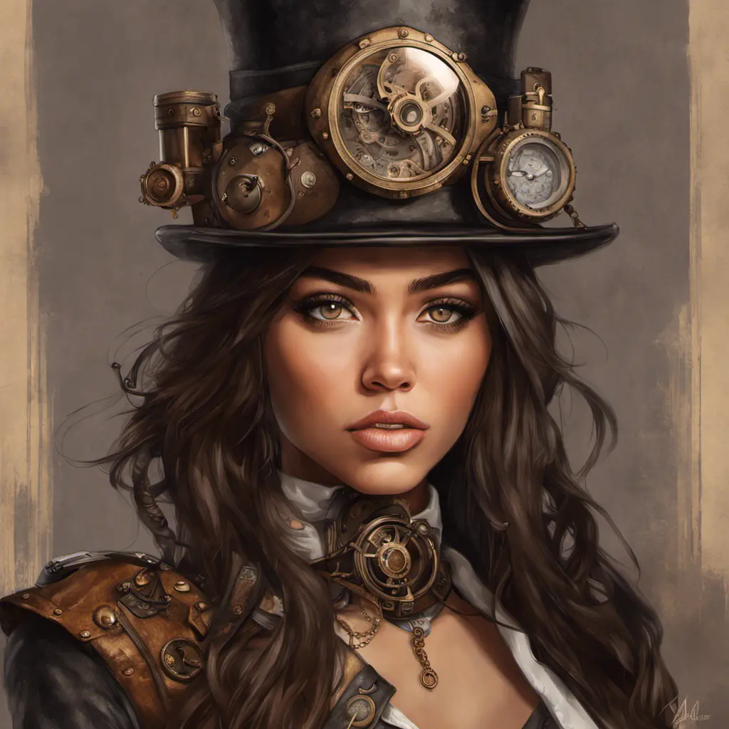 Steampunk portrait of Madison Beer, Highly Detailed, Intricate, Artstation, Beautiful, Digital Painting, Sharp Focus, Concept Art, Elegant