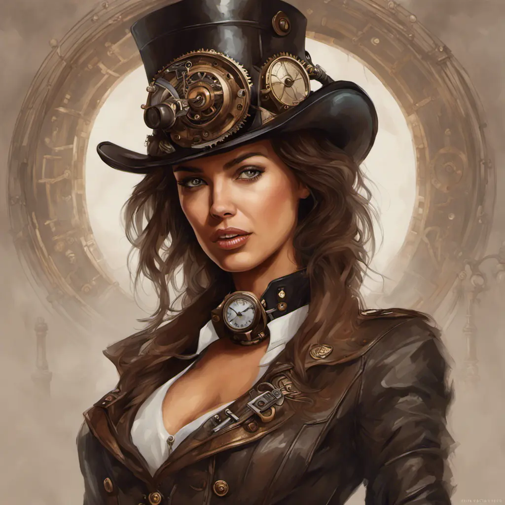 Steampunk portrait of Irina Shayk, Highly Detailed, Intricate, Artstation, Beautiful, Digital Painting, Sharp Focus, Concept Art, Elegant