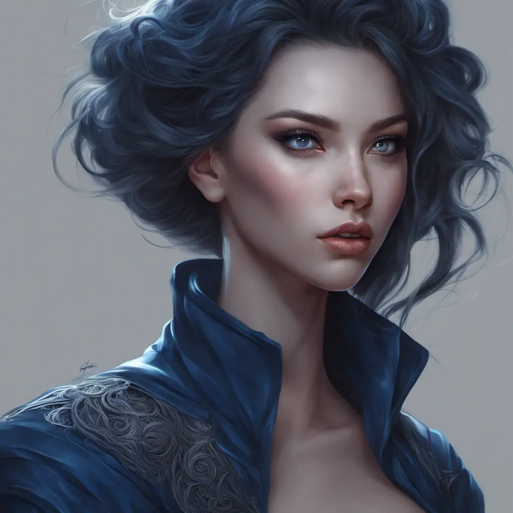 Alluring matte portrait of a fierce beautiful Lyx in dark blue, 8k, Highly Detailed, Intricate, Half Body, Realistic, Sharp Focus, Volumetric Lighting, Fantasy, Elegant by Stanley Artgerm Lau, WLOP, Stefan Kostic