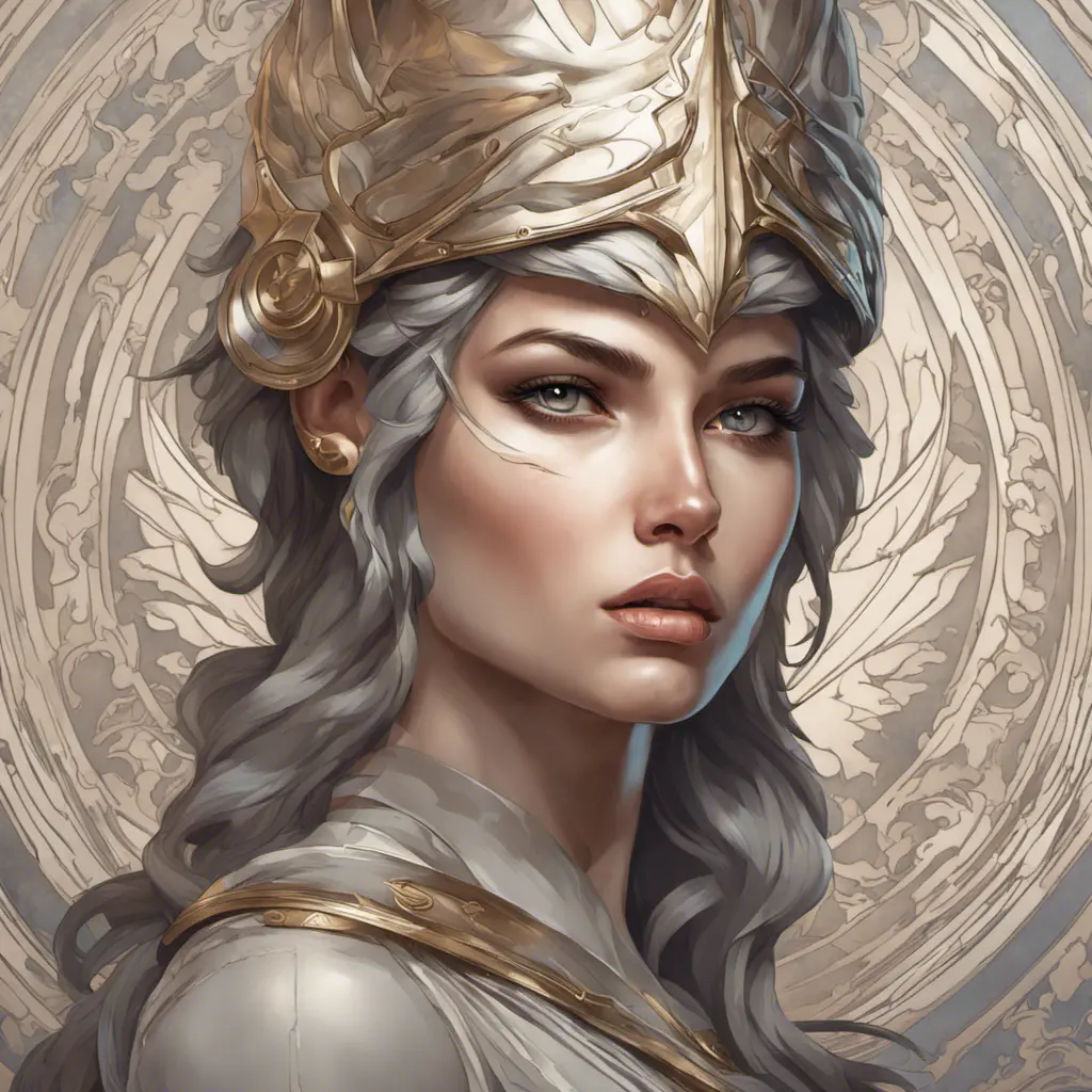 Alluring matte portrait of the beautiful Athena with daggers, 8k, Highly Detailed, Intricate, Realistic, Sharp Focus, Volumetric Lighting, Fantasy, Elegant by Stanley Artgerm Lau, Alphonse Mucha, WLOP