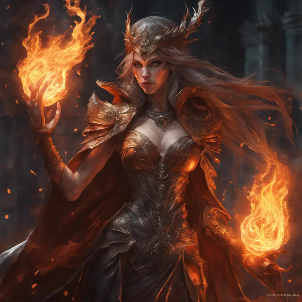 Necromancer fire sorceress from Elden Ring, fantasy magic, 8k, Highly Detailed, Alluring, Artstation, Digital Painting, Photo Realistic, Sharp Focus, Volumetric Lighting, Concept Art by Stanley Artgerm Lau, Alphonse Mucha, Greg Rutkowski, WLOP