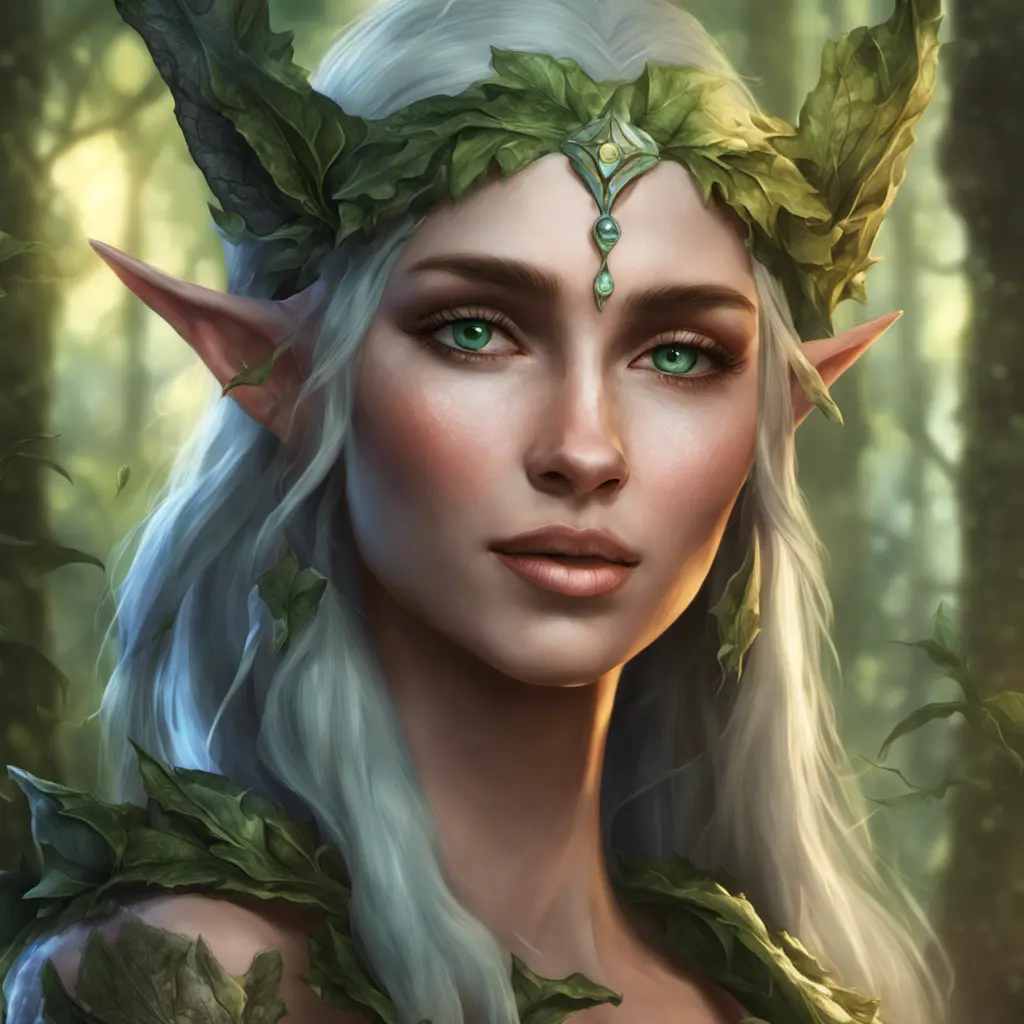 Closeup of a beautiful female fantasy forest elf, Highly Detailed, Intricate, Epic, Digital Painting, Realistic, Smooth, Volumetric Lighting, Concept Art, Elegant