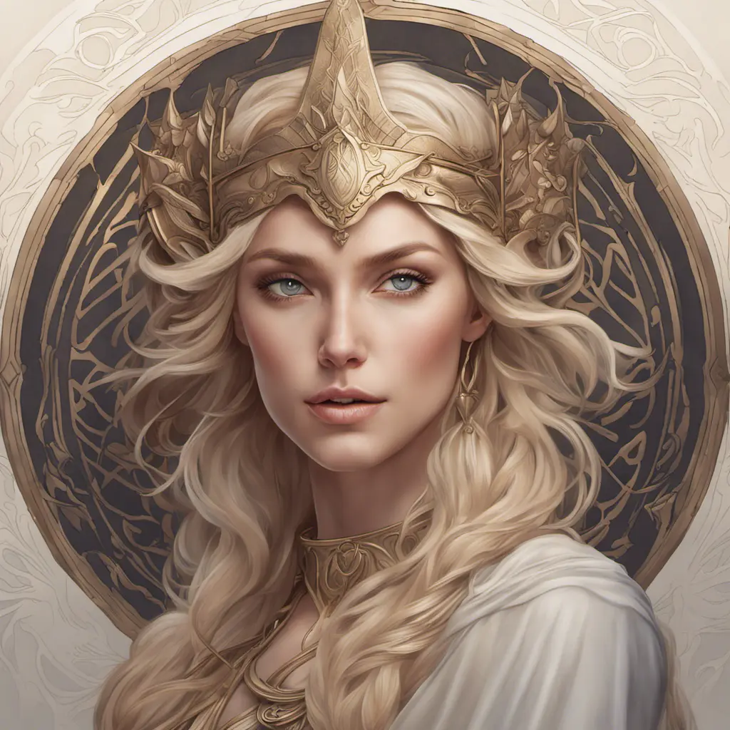 Alluring matte portrait of the beautiful norse goddess Freyja in the style of Stefan Kostic, 8k, Highly Detailed, Intricate, Realistic, Sharp Focus, Volumetric Lighting, Fantasy, Elegant by Stanley Artgerm Lau, Alphonse Mucha, WLOP