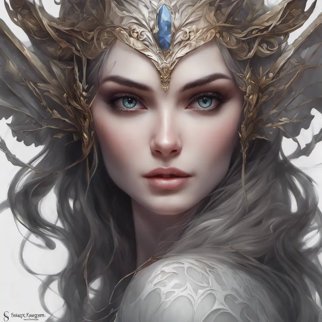 Alluring matte closeup portrait of a beautiful Morgana, 8k, Highly Detailed, Intricate, Realistic, Sharp Focus, Volumetric Lighting, Fantasy, Elegant by Stanley Artgerm Lau, WLOP