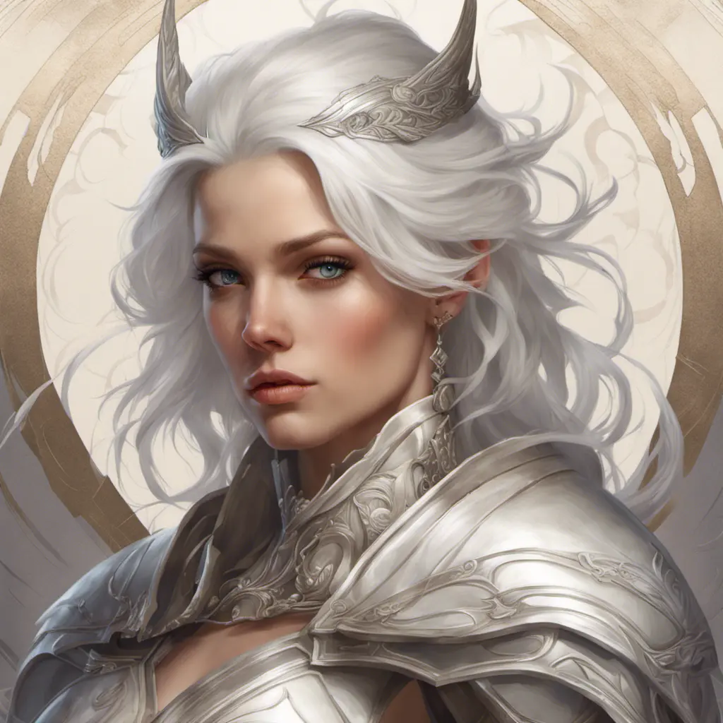 Alluring highly detailed matte portrait of a beautiful white haired paladin girl in the style of Stefan Kostic, 8k, High Definition, Highly Detailed, Intricate, Half Body, Realistic, Sharp Focus, Fantasy, Elegant by Stanley Artgerm Lau, Alphonse Mucha, Greg Rutkowski