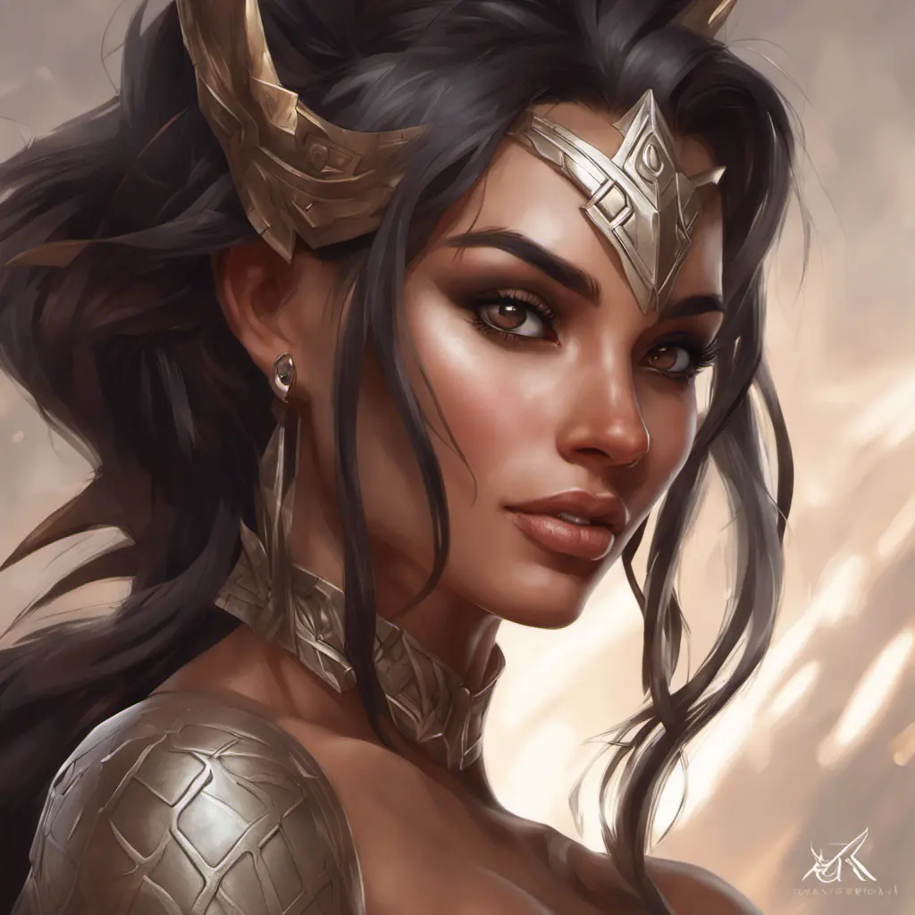 Alluring matte portrait of a beautiful Nidalee in the style of Stefan Kostic, 8k, Highly Detailed, Intricate, Half Body, Realistic, Sharp Focus, Volumetric Lighting, Fantasy, Elegant by Stanley Artgerm Lau, Greg Rutkowski