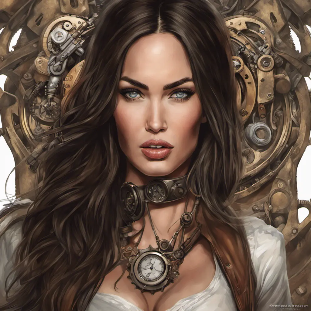 Steampunk portrait of Megan Fox, Highly Detailed, Intricate, Artstation, Beautiful, Digital Painting, Sharp Focus, Concept Art, Elegant