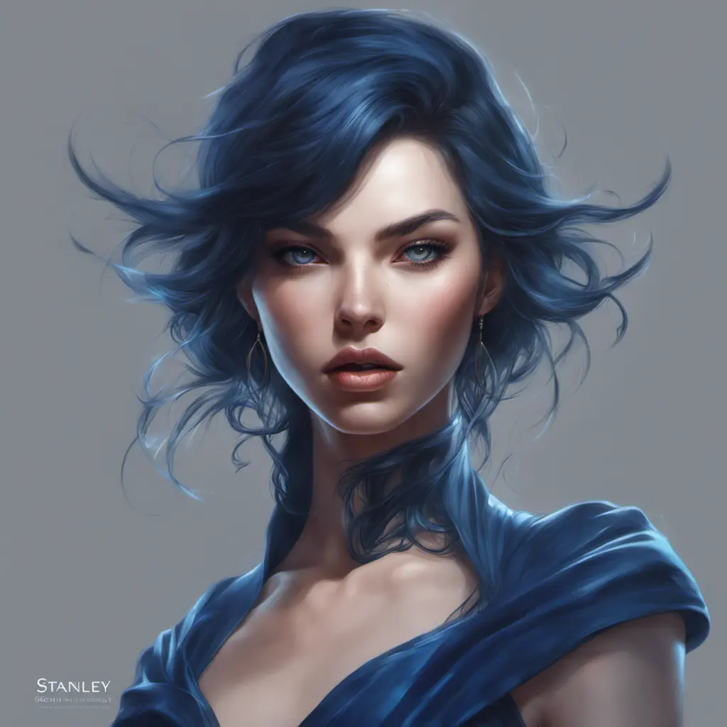 Alluring matte portrait of a fierce beautiful Lyx in dark blue, 8k, Highly Detailed, Intricate, Half Body, Realistic, Sharp Focus, Volumetric Lighting, Fantasy, Elegant by Stanley Artgerm Lau, WLOP, Stefan Kostic