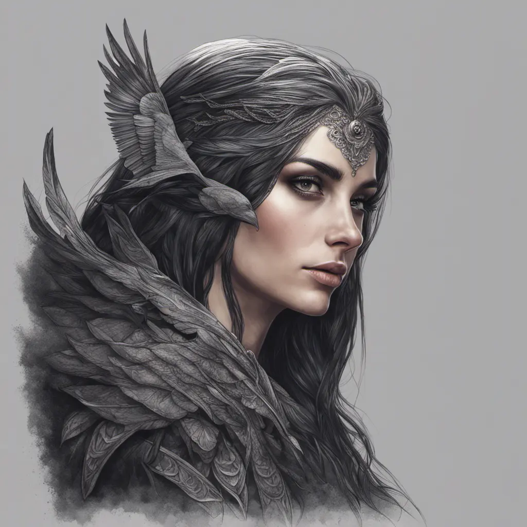 Alluring highly detailed matte portrait of a beautiful raven black haired half elf in the style of Stefan Kostic, 8k, High Definition, Highly Detailed, Intricate, Half Body, Realistic, Sharp Focus, Fantasy, Elegant