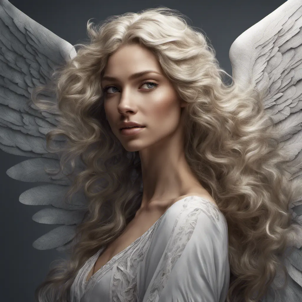 Alluring highly detailed matte portrait of a beautiful angel with shimmering hair in the style of Stefan Kostic, 8k, High Definition, Highly Detailed, Intricate, Half Body, Realistic, Sharp Focus, Fantasy, Elegant