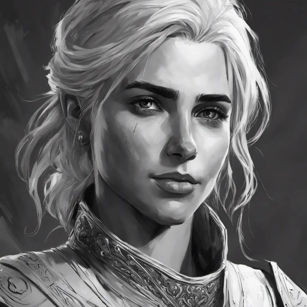 Black & White portrait of Ciri, Highly Detailed, Intricate, Artstation, Beautiful, Digital Painting, Sharp Focus, Concept Art, Elegant