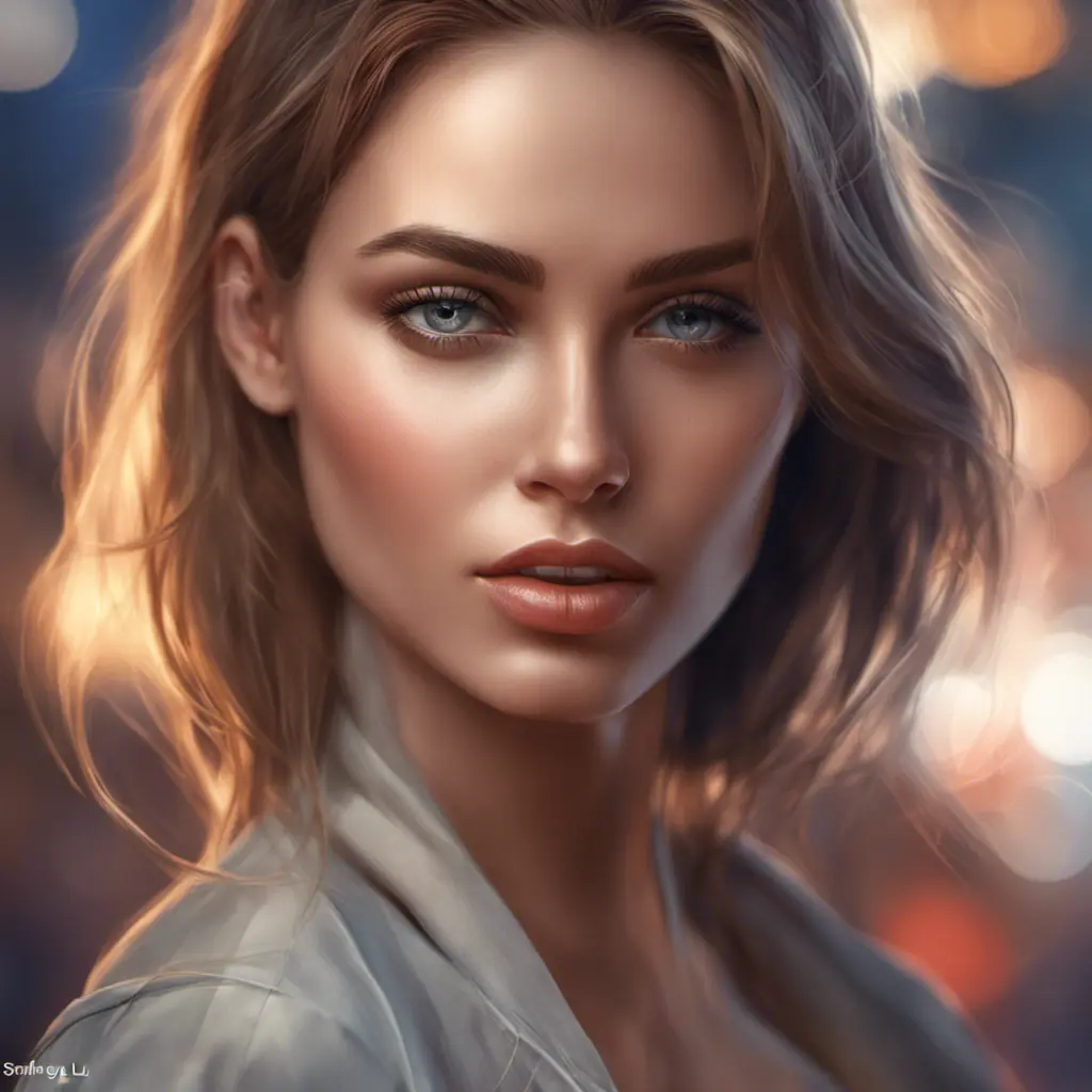 Closeup of a gorgeous female model in the style of stefan kostic, 8k, High Definition, Digital Illustration, Bokeh effect, Photo Realistic, Sharp Focus by Stanley Artgerm Lau