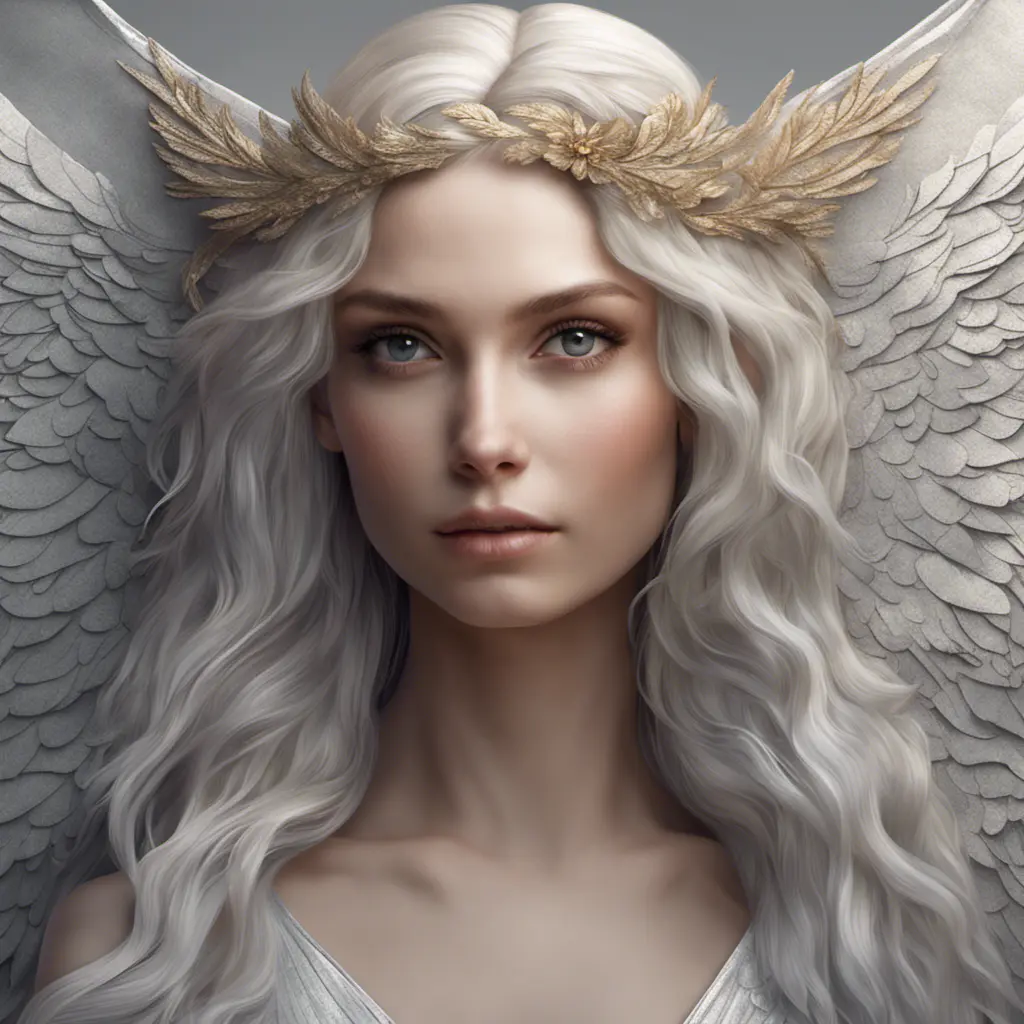 Alluring highly detailed matte portrait of a beautiful angel with shimmering hair in the style of Stefan Kostic, 8k, High Definition, Highly Detailed, Intricate, Half Body, Realistic, Sharp Focus, Fantasy, Elegant