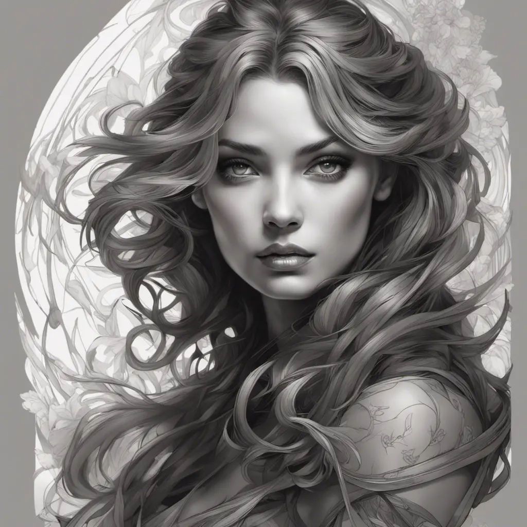 Alluring matte portrait of a beautiful A2 in black, 8k, Highly Detailed, Intricate, Half Body, Realistic, Sharp Focus, Volumetric Lighting, Fantasy, Elegant by Stanley Artgerm Lau, Alphonse Mucha, WLOP, Stefan Kostic